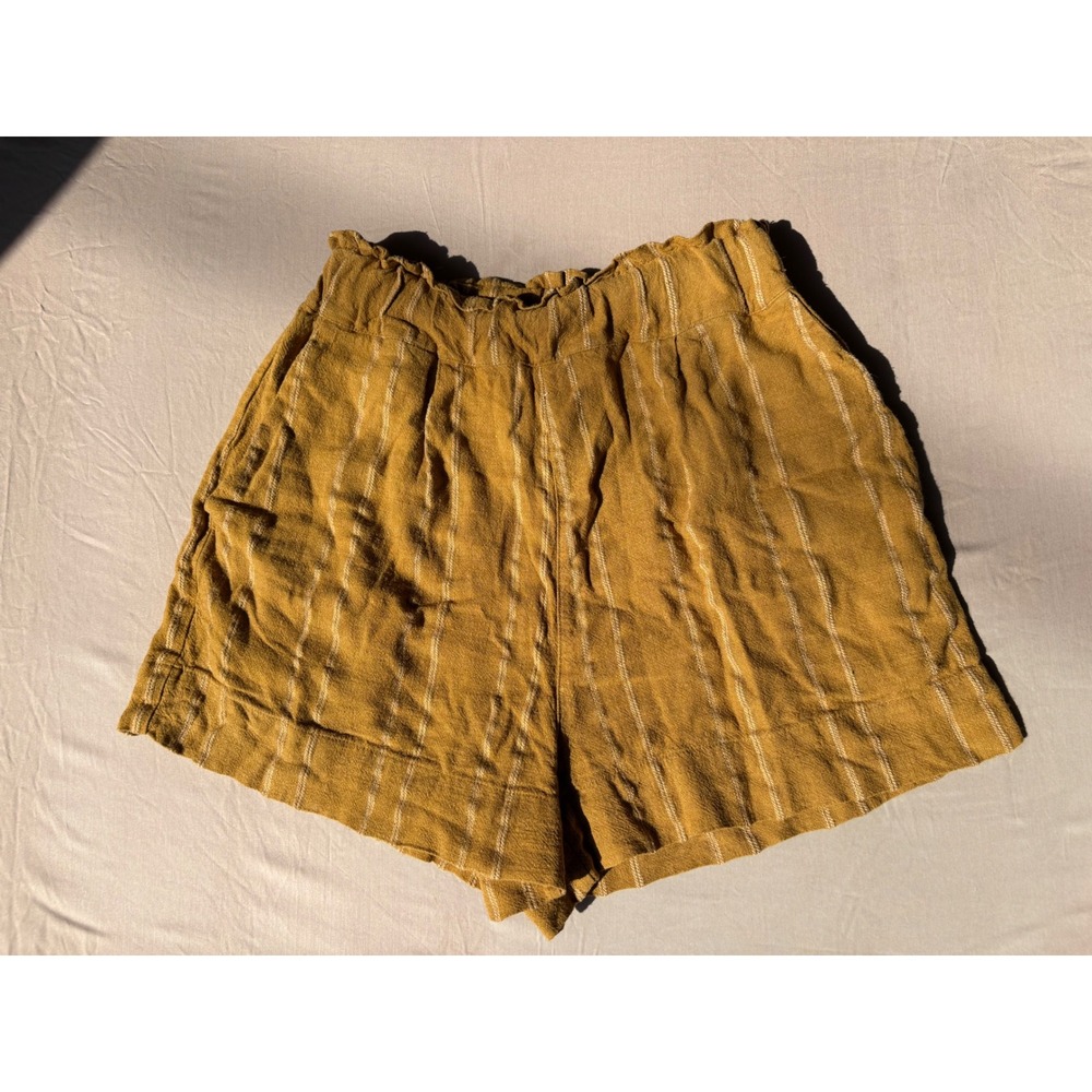 Urban Outfitters Mustard Yellow Striped Paperbag Waist Shorts XS